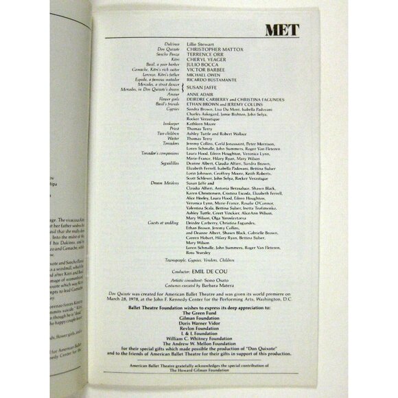 Metropolitan Opera Stagebill 1989 Don Quixote Lily Stewart Christopher Mattox - Picture 6 of 7